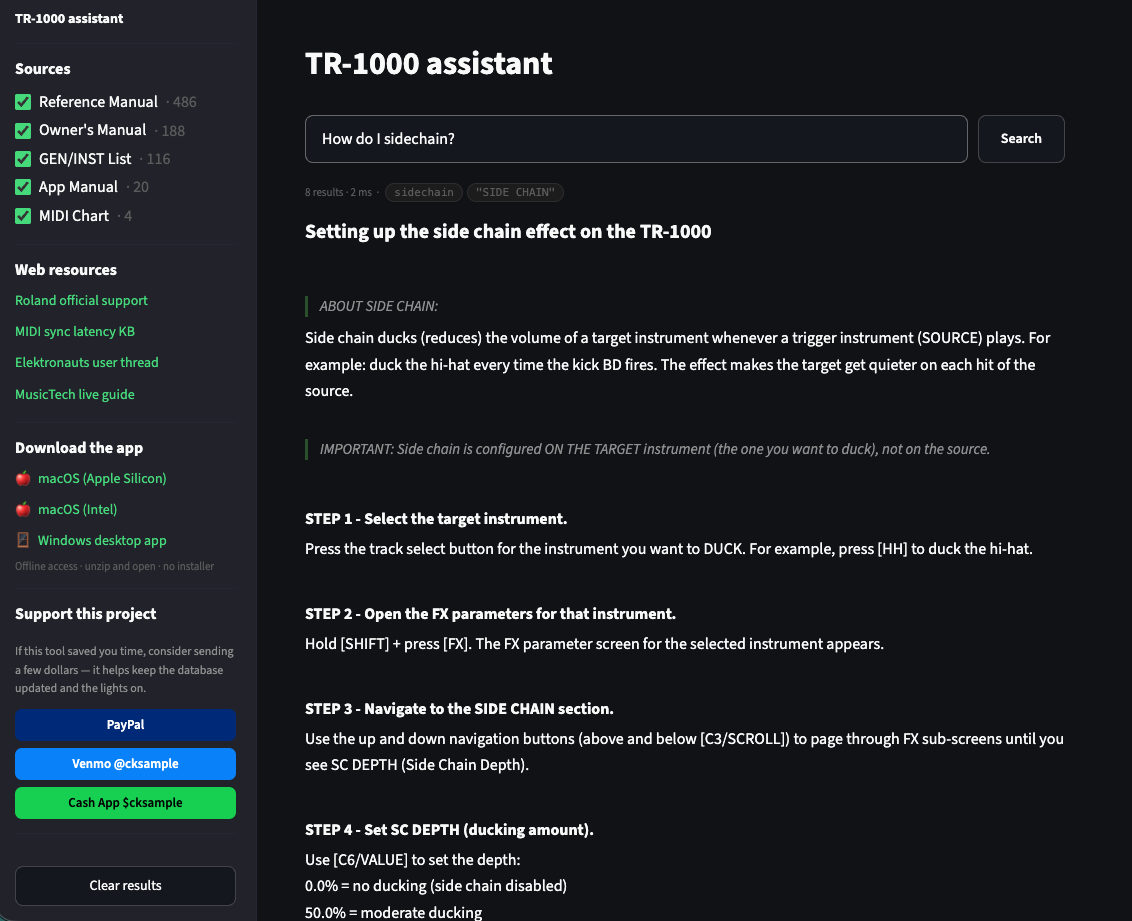 I Built a Free TR-1000 Documentation Search Tool (Mac, Windows, Web)